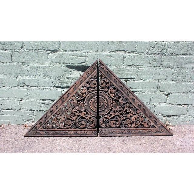Boho Chic Burn Triangle Carved Panel Medium For Sale - Image 3 of 4