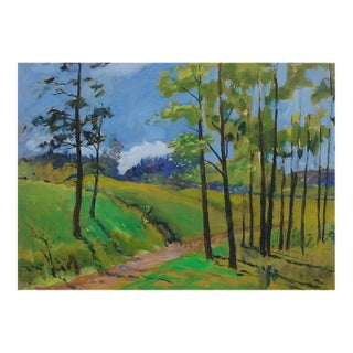 Original Spring Landscape Oil Painting, Ukrainian Soviet Art (1978) 55-77 For Sale