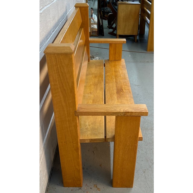 Pair of Mission-Style Solid Oak Slat Benches For Sale - Image 14 of 18