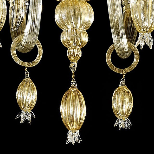 Gold Venetian Gold Murano Style Glass Chandelier with Leaves from Simoeng For Sale - Image 8 of 10