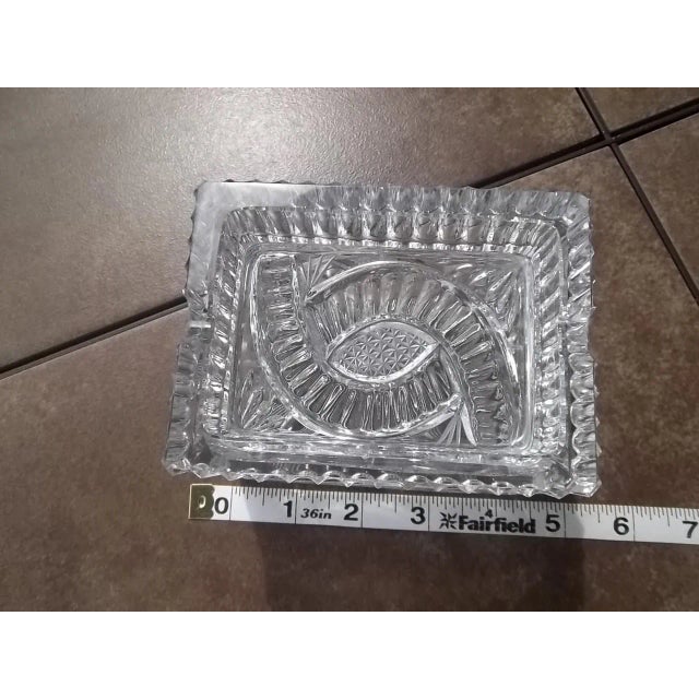 Transparent Vintage Cut Crystal Box Ashtray For Sale - Image 8 of 11