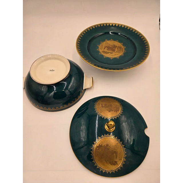 French Rare Teal Tureen & Charger Plate - European Porcelain Covered Serving Dish by Rosenthal For Sale - Image 3 of 8