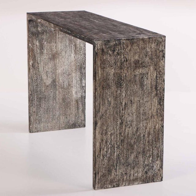 Contemporary A Cerused Oak Console Table in the Manner of Jean-Michel Frank. For Sale - Image 3 of 6