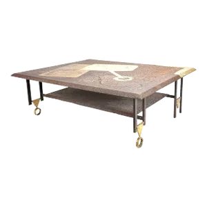 Jean-Jacques Argueyrolles Brutalist French Mixed Metal Coffee Table
