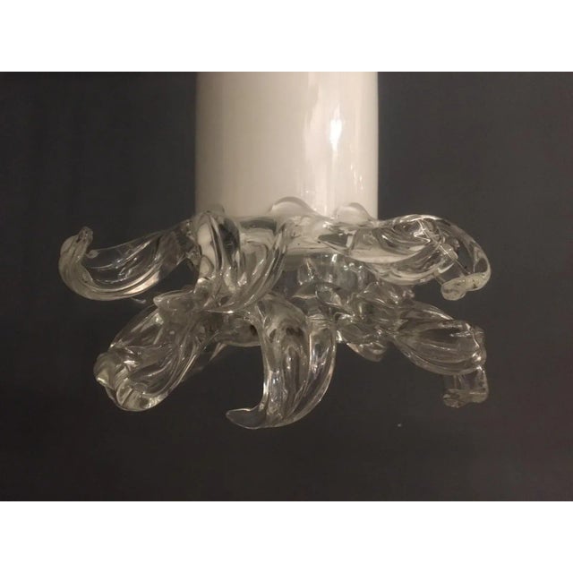 Leucos murano glass light pendant white hand blown murano glass height with wiring and canopy 79 cm height without wiring...