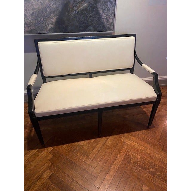 Baker Milling Road Windom Settee with Cream leather upholstery. 2 years old. In great condition. 48"X25"X35"