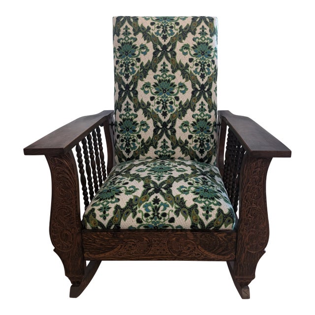 1920s Vintage Wood Rocker Recliner For Sale