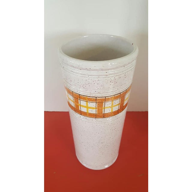 Mid-Century Modern Tall Bitossi Vase With Orange Yellow Black Accents For Sale - Image 3 of 6
