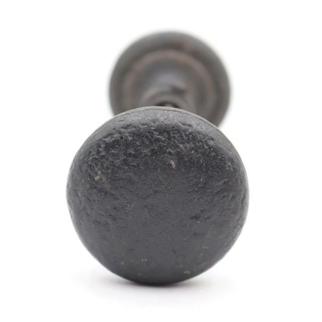 Antique Arts & Crafts Hammered Cast Iron Passage Door Knob Set For Sale - Image 4 of 10