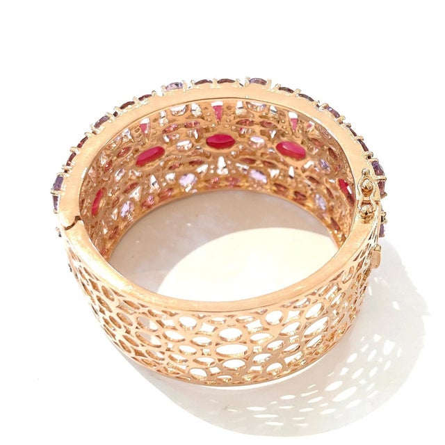 Not Yet Made - Made To Order Bochic “Capri” Ruby & Multi Color Gem & Amethyst Cuff Set In 18K Gold & Silver For Sale - Image 5 of 9