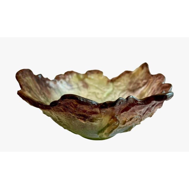 Cup, pocket tray, ring sizers forming cabbage leaves in green and purple opalescent glass paste. This cup is in perfect...