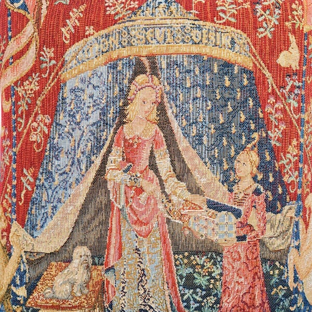 English Lady With the Tent Tapestry Footstool For Sale - Image 3 of 3