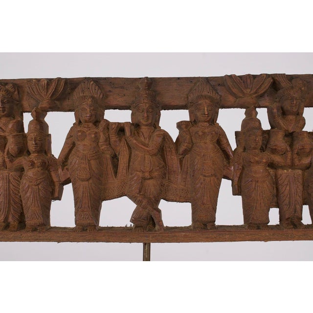 Openwork Carved Wooden Panel, South India, Early 1900s For Sale - Image 4 of 7