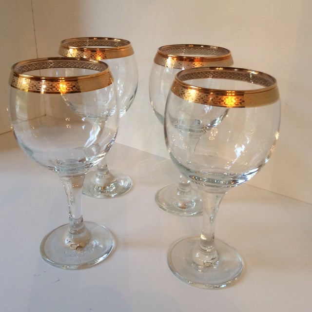 Vintage Crystal Wine Glasses With Gold Band Rim Set of 4 Chairish