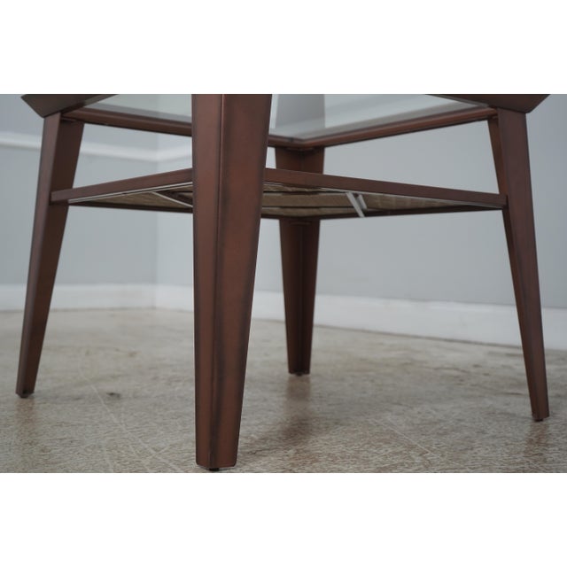 Square Glass Top Mid Century Modern 2 Tier Tile Coffee Table For Sale - Image 4 of 12