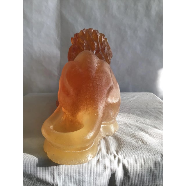 1940s Amber Lion Sculpture in Pâte De Verre For Sale In New York - Image 6 of 10