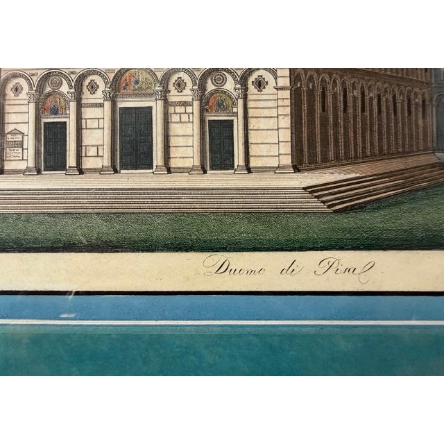 !9th Century Antique Italian Engravings in Gilt Wood Frames and Pretty Blue Mats For Sale - Image 11 of 14