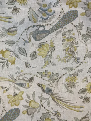 Schumacher Table Print Campagne Linen Blend Fabric 7 Yards Citron