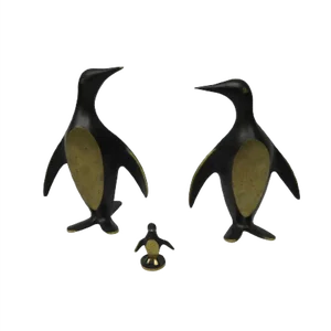 Austrian Brass Penguin Bookends by Walter Bosse, 1950s, Set of 3