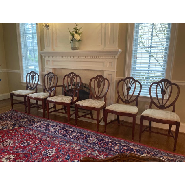 Chairs Drexel Dining Hepplewhite Shield Heart Back Vintage. This stunningly gorgeous set of six Drexel Hepplewhite Shield...