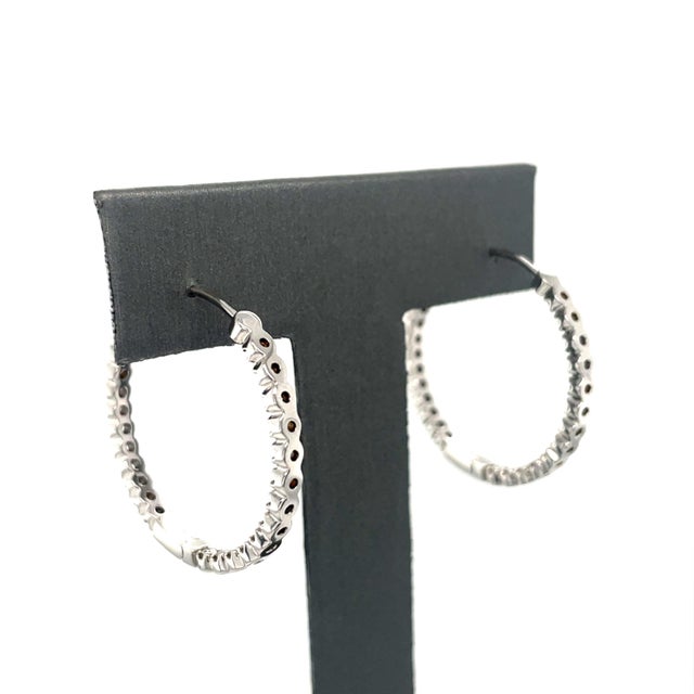 Tiffany and Co. Tiffany & Co., White Gold and Diamond Hoop Earrings, Pair For Sale - Image 4 of 5