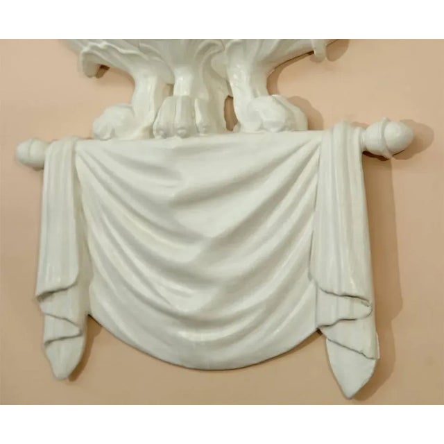 Hollywood Regency Pair of Dorothy Draper Style Plaster Wall Sconces For Sale - Image 3 of 7