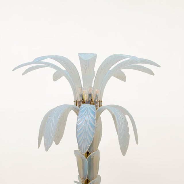 Mid-Century Modern Iridescent Murano Glass and Brass Palm Tree Floor Lamp, 2000 For Sale - Image 3 of 10