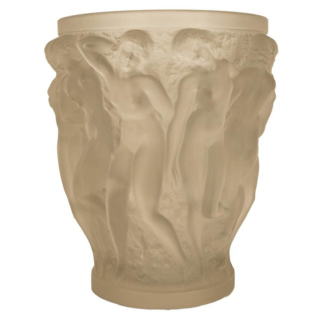 Transparent Rene Lalique Large Art Deco Opalescent Glass Crystal Vase Bacchantes Signed 1927 For Sale - Image 8 of 18