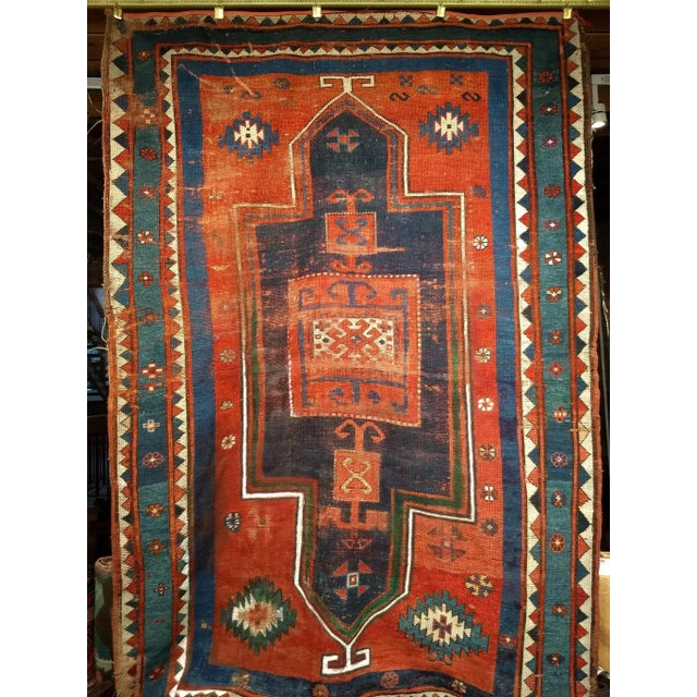 A superb and highly collectible Fachralo Kazak prayer rug from the late 19th century, distinguished by its glowing...
