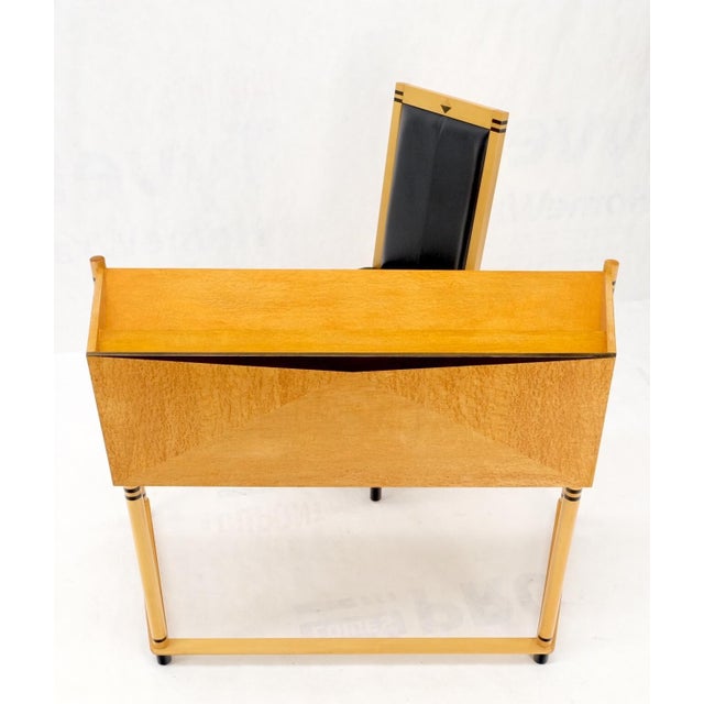 Mid-Century Modern Birds Eye Maple Italian Art Deco Style Low Profile Desk w/ Leather Chair - A Pair For Sale - Image 3 of 12