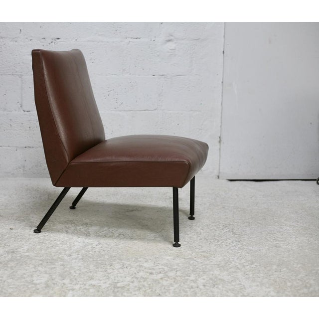 Brown Imitation Leather Lounge Chair, 1950s For Sale - Image 12 of 17