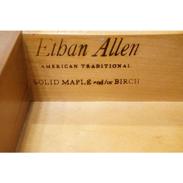 Ethan Allen Heirloom Nutmeg Maple Colonial Early American 41" Accent Drop Leaf Server / Tea Cart 10-6085 For Sale - Image 10 of 15