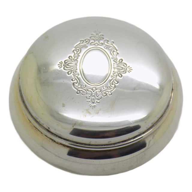 Vintage Italian Handmade Genuine Silver Pill Snuff Trinket Round Chiseled Box For Sale