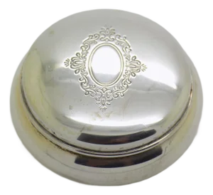 Vintage Italian Handmade Genuine Silver Pill Snuff Trinket Round Chiseled Box