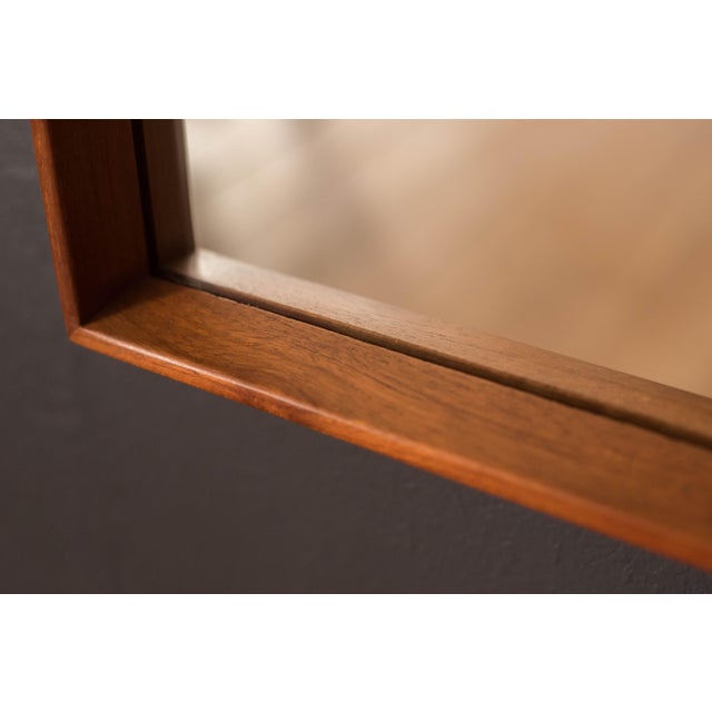 Brown Sculptural Vintage Scandinavian Teak Hanging Wall Mirror For Sale - Image 8 of 10