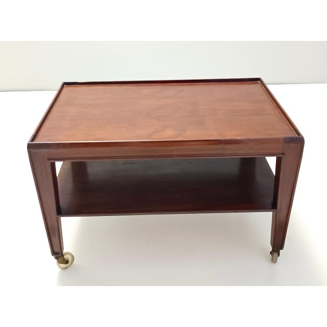Wood Rectangular Walnut Coffee Table attributed to Paolo Buffa with Casters, Italy, 1940s For Sale - Image 7 of 11