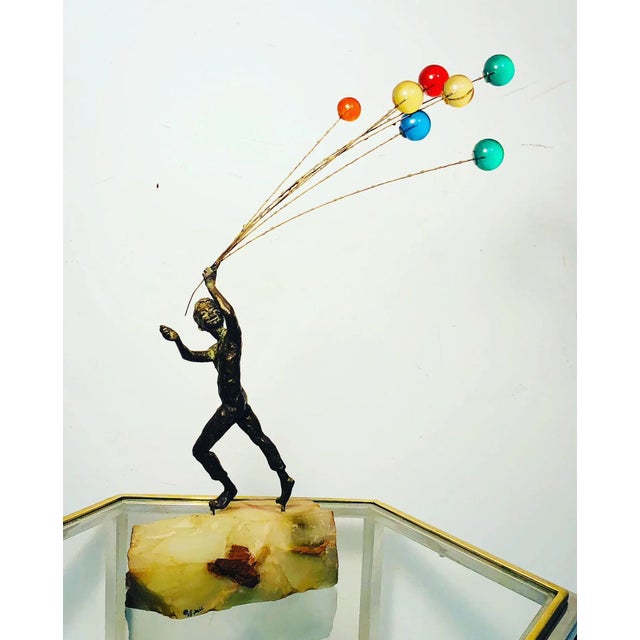 Bronze Sculpture of Boy Holding Balloons by Curtis Jere For Sale - Image 8 of 8