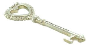 Tiffany & Co. Sterling Silver Enamel Bead Heart Key Charm Pendant