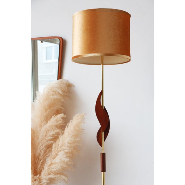 Brown Vintage Scandinavian Teak, Bakelite and Brass Floor Lamp, 1960s For Sale - Image 8 of 16