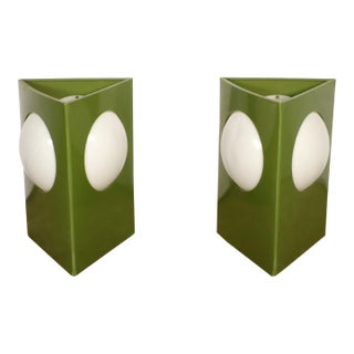 Vintage Geometric Triangle Lamp Pair by c.n. Burman Mod Space Age Mid Century Modern Atomic Retro 70's For Sale
