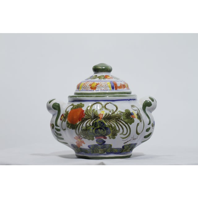 Traditional Blue Carnation Sugar Bowl For Sale - Image 3 of 3