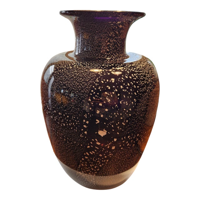 ​Vintage Murano Archimede Seguso "Polvere D'Argento" Amethyst & Silver Dust Glass Vase For Sale