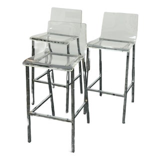 Cb2 Vapor Acrylic Barstools, Set of Three For Sale