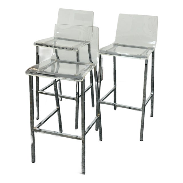 Cb2 Vapor Acrylic Barstools, Set of Three For Sale