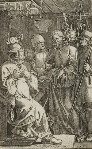 After Dürer, D. Stampelius, Christus vor Kaiphas, 1580s, Copper on Paper