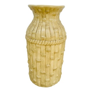 Large Vintage Cane Design Ceramic Vase, Hand Made For Sale