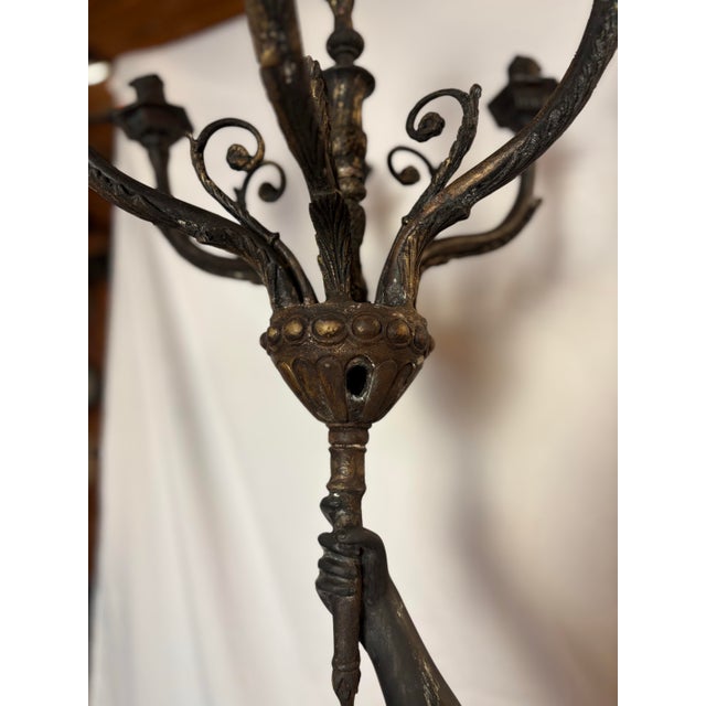 Monumental Pair of Toussaint Figural Candelabras in Patinated Bronze For Sale - Image 11 of 17