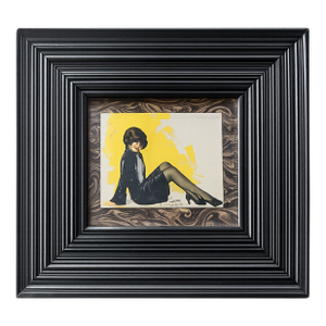1929 Rolf Armstrong Pre-Code Pin-Up “The Girl in Black” in Ebonized Art Deco Frame
