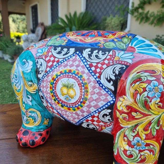 Ceramic Sicilian Artist, Hippopotamus, 2000, Hand-Glazed Ceramic For Sale - Image 7 of 12