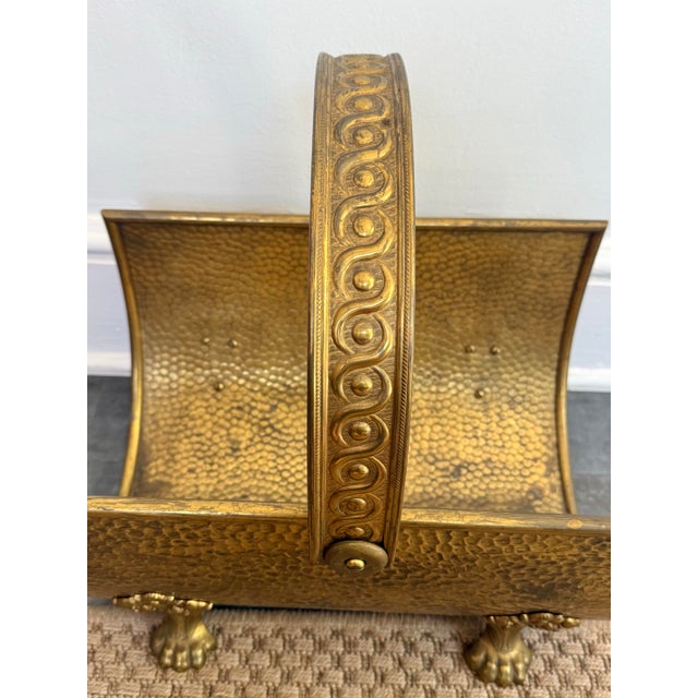 English Brass Firewood Log Holder With Animal Paw Feet Regency Style For Sale - Image 9 of 11